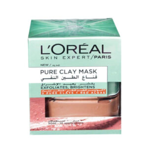 L'Oréal Paris Pure Clay Red Face Mask With Red Algae, Exfoliates And Brightens, 50 ml