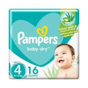Pampers Baby-Dry Taped Diapers - Size 4 (9-14kg) - 16 Nappies