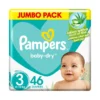 Pampers Baby-Dry Taped Diapers - Size 3 (6-10kg) - 46 Nappies X 3
