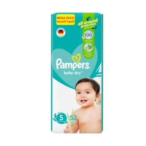 Pampers Baby-dry Taped Diapers - Size 5 - (11-16kg) - 52 Nappies