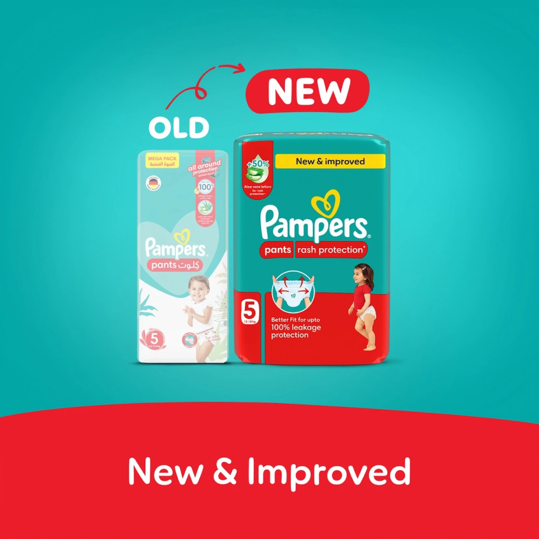 Pampers Pants Rash Protection Diapers - Size 5 - ( 12-18kg ) - Mega Pack - 48 Nappies - Image 2