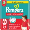 Pampers Rash Protection Pants Diapers - Size 6 - ( 16kg ) - Leakage Protection - 34 Nappies