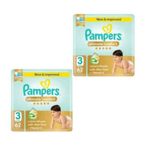 Pampers Ultimate Comfort Diapers - Size 3 - 62 Nappies X 2