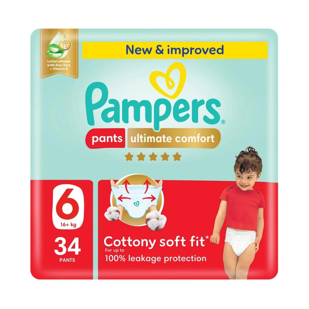 Pampers Ultimate Comfort Pants Diapers - Size 6 - 34 Nappies