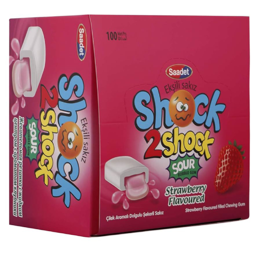 Sour Strawberry Bubble Gum 100pcs