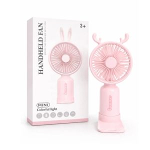 Handheld Fan with Colorful LED Light Mini Rechargeable 3-Speed Portable Fan